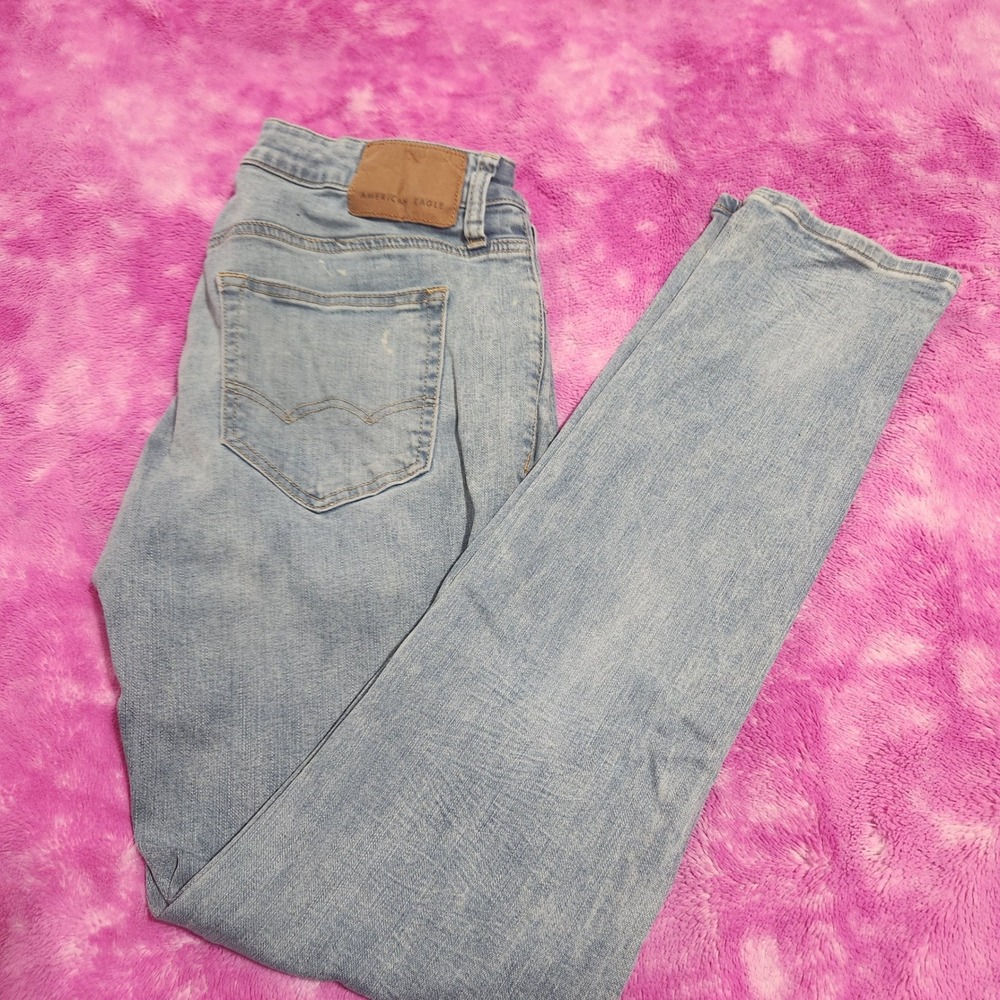 American Eagle Jeans Men's 32x34 Mid Rise Skinny‎ Next Level Flex Light Wash